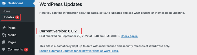 BEIT update version wordpress